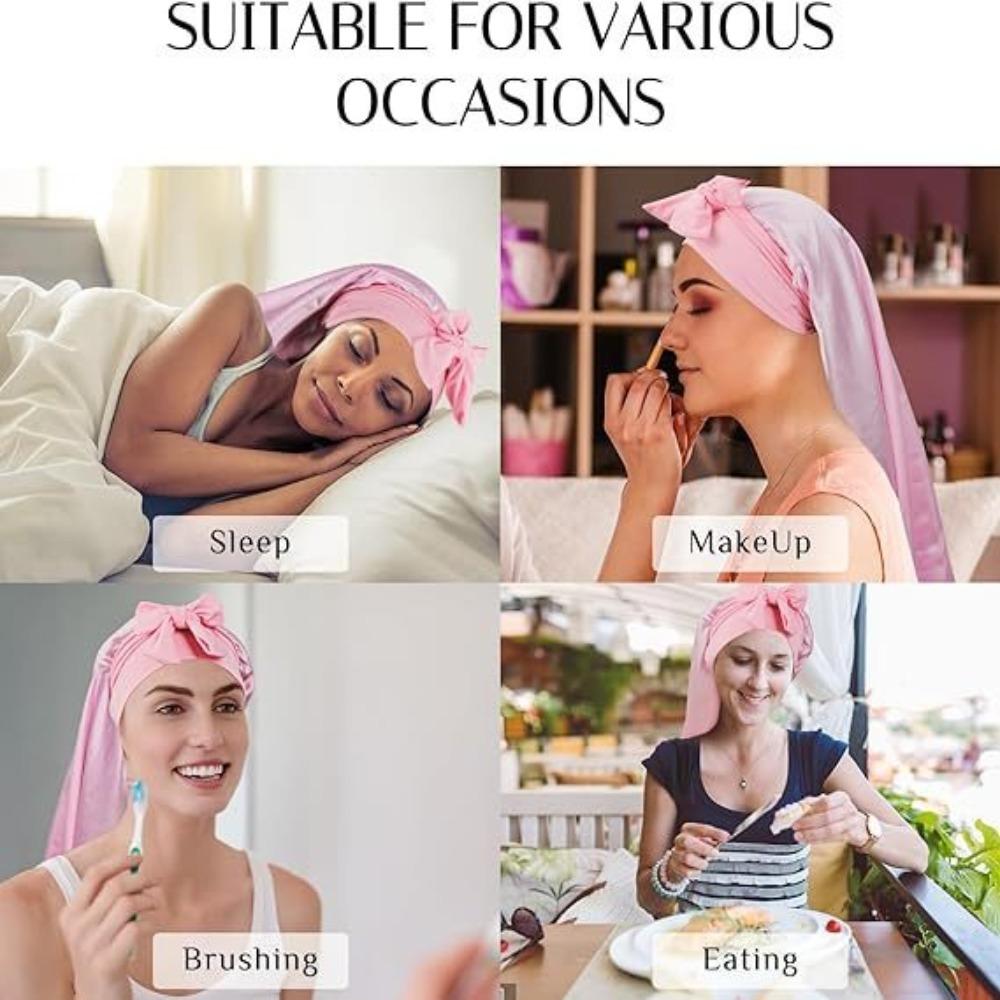 Extra Large Satin Sleep Bonnet High Elasticity Sauna Shower Caps Casual Women Long Sleep Cap
