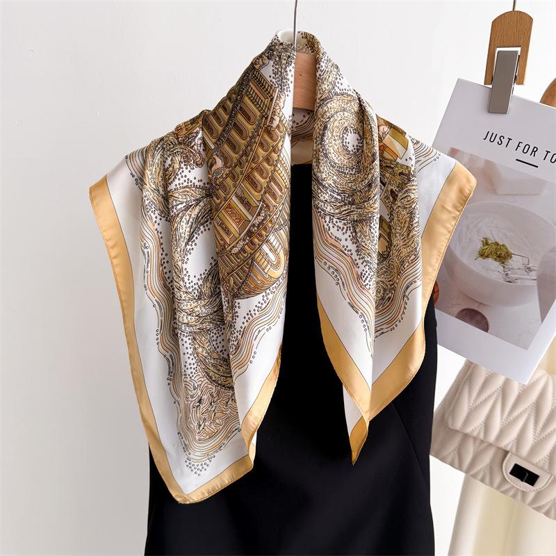Spring Square Scarf Women‘s Fashion Print Scarf Luxury Imitation Silk Neckerchief Bandanas Hairbands Wraps For Travel