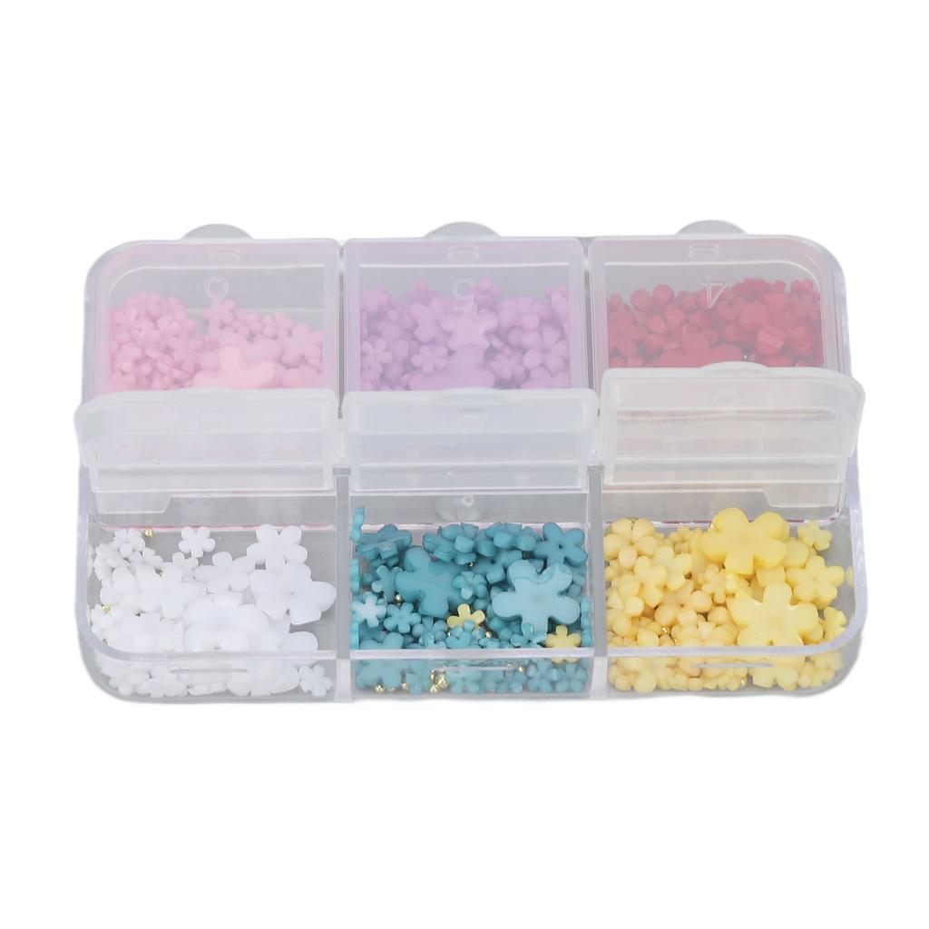 3D Flowers Nail Art Decorations 6 Colors Resin Nail Art Supplies for Home DIY Craft Nail Salons