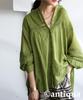 Antiqua Embroidered Long Sleeve Indian One Size Green Women's Blouse, Cotton, IYA-00076, 30,
