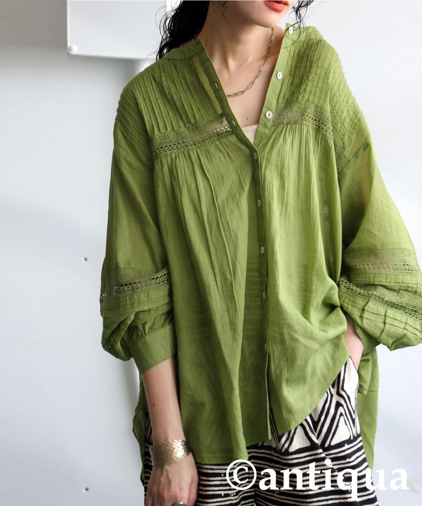 Antiqua Embroidered Long Sleeve Indian One Size Green Women's Blouse, Cotton, IYA-00076, 30,