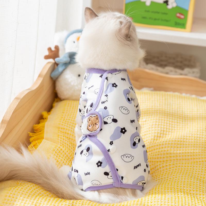Bear sticker autumn and winter warm cat dog clothes Bigbear puppy hairless cat belly four-legged clothing pet clothing