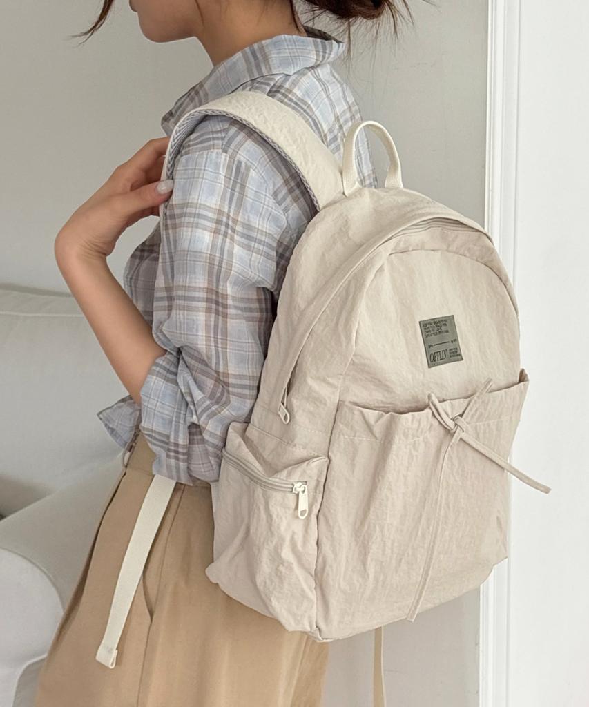 Offlin Ribbon String Backpack Ivory