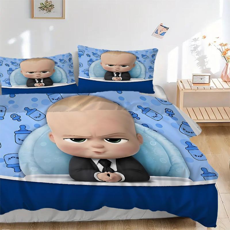 Baby Boss Theme Print 3Pcs Bedding Setduvet Cover With 2 Bedropillowcase Home Birthday Gift