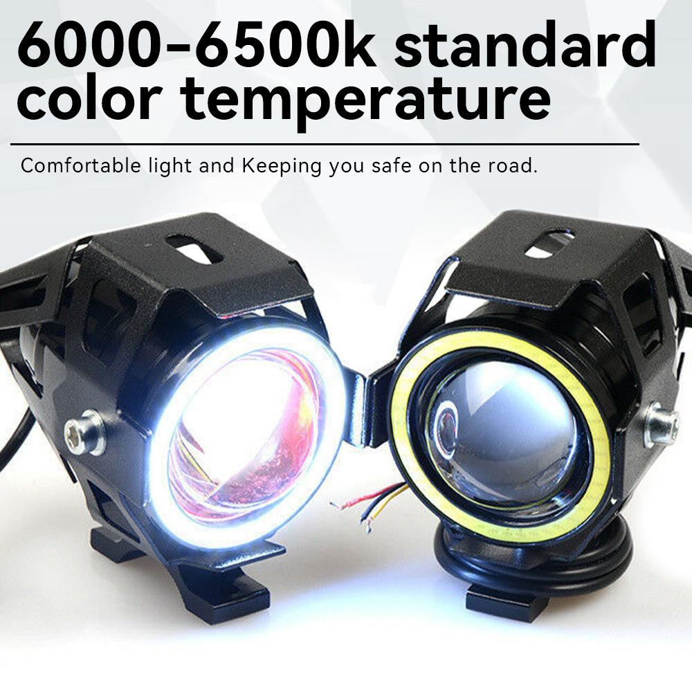Motorcycle Headlight Fog Lights Super Bright Abgle Eyes Additional Spotlights Universal Moto Auxiliary U7 Mini LED Driving Lamp