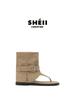Su Yinyin Has the Same Retro Round Head Versatile Buckle with Toes, Western Cool Boots, Female Fashionable Spice Girl Style Flat-bottomed Short Boots.