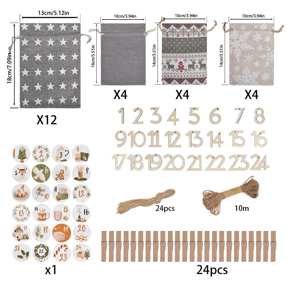 

24 шт. Рождественский Адвент Мешок на шнурке Фестивальный Календарь Мешок Подарочный Мешок Обратный отсчет Мешок на шнурке 24pcs
