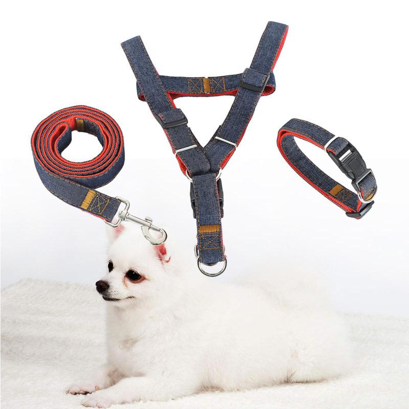 Dog Traction Rope Set Chest Harness Leash for Training Walking Control Gentle Pull Prevention Neck Safe Pet Supplies Red S