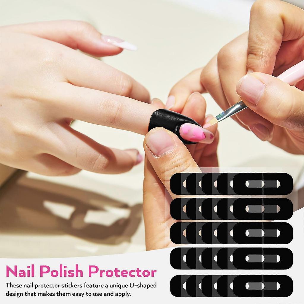 Nail Polish Protector for Fingers Providing Protection 100 Sheets Black Silicone