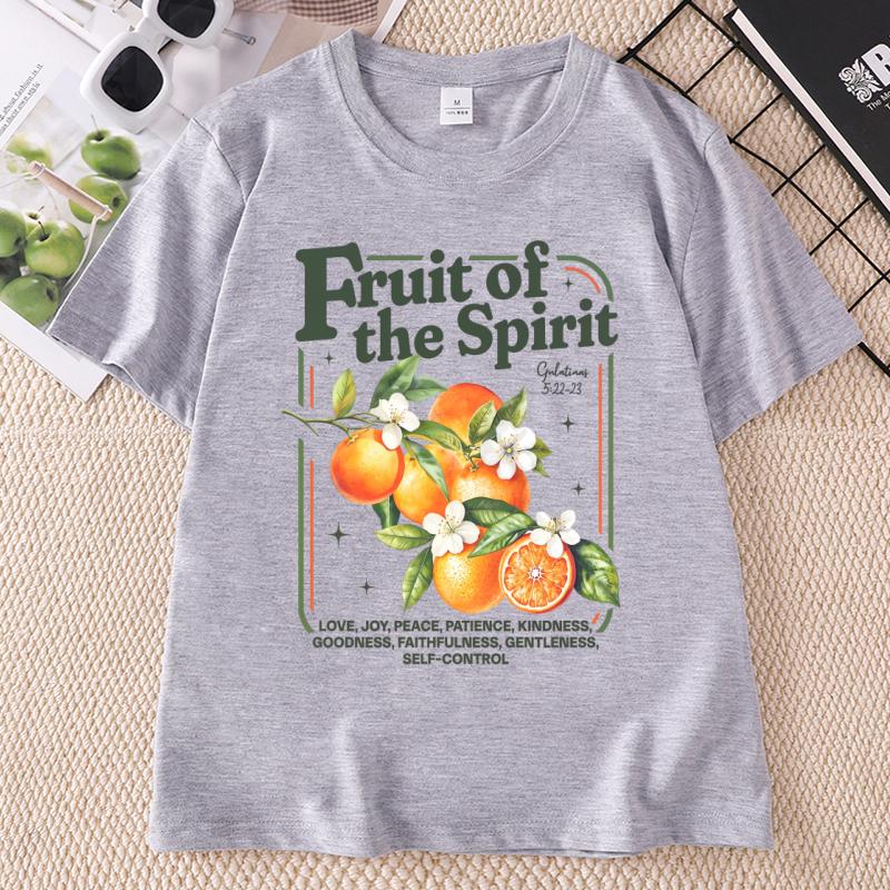 Christian TShirt Unisex Unisex Fruit of The Spirit Graphic Tees Vintage Oranges Tee Aesthetic Fruit T Shirt Bible Verse Tees