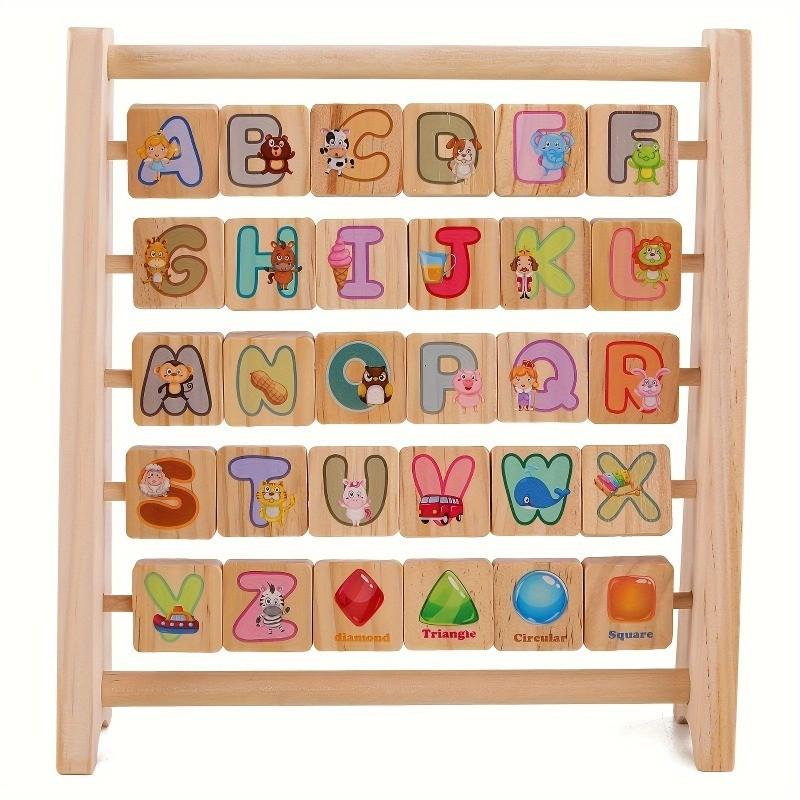 Wooden Alphabet Blocks & Abacus Activity Toy - Early Learning Enrichment for Youngsters, Perfect for Birthday, Halloween, Christmas Gifts