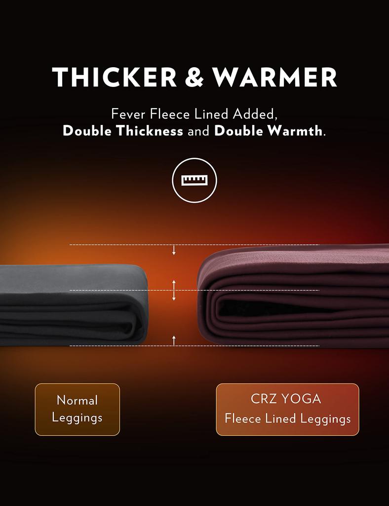 CRZ YOGA Full Length Yoga Pants for Cold Size M Women's Fleece-Lined Fitness, Autumn/Winter, Protection, Sweat-Wicking, Quick-Drying, Breathable,