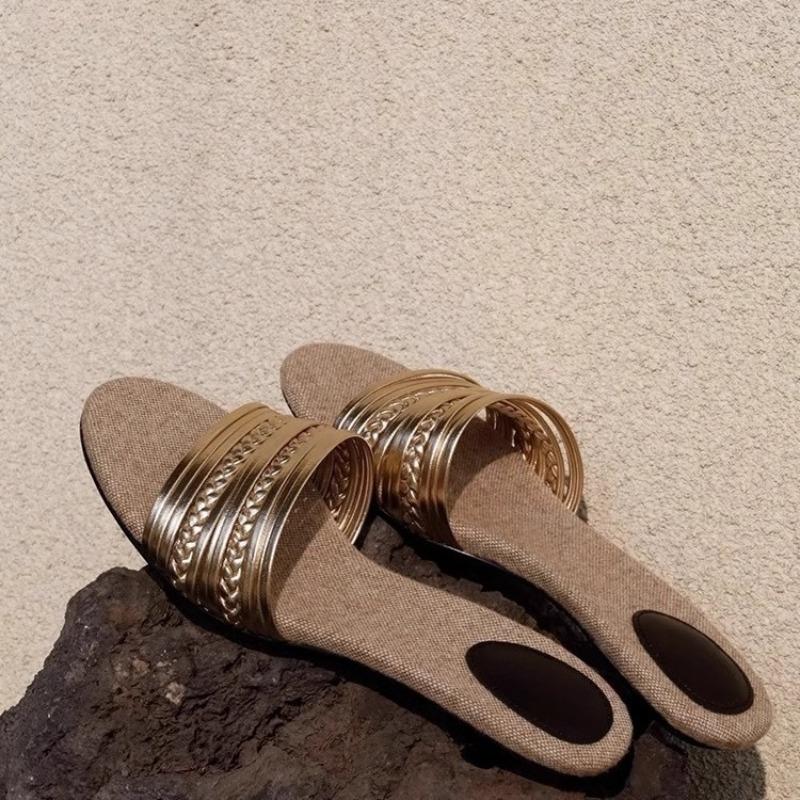 Fashion Women New Weave Slippers Heeled Sandals Summer Fashion Sexy High Heels Shoes 2025 Luxury Party Designer Woman Slingback Pumps