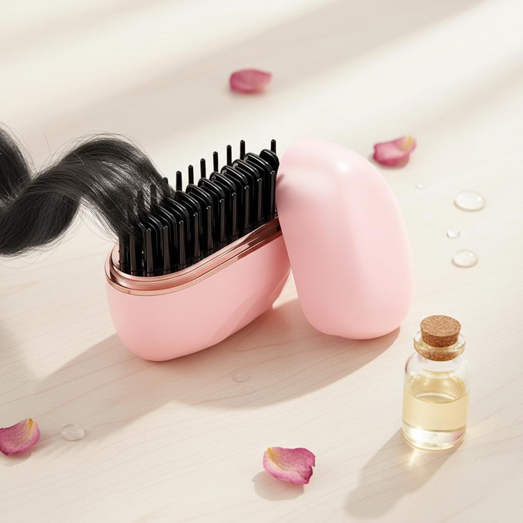 Mini Straightener Rechargeable Portable Hair Straightener Brush Anti-Scald Shell Cordless Charging Straighteners 3 Temp Settings