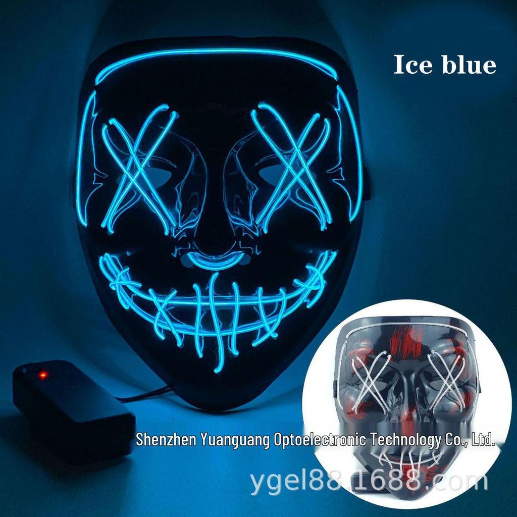 מסכת פנים רפאים עם נורות LED מהבהבות להאלווין, למסיבות מסכות ומסיבות אימה