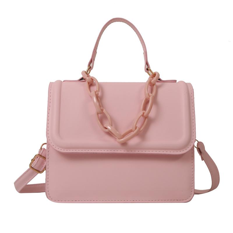 Solid Color Retro 2025 Autumn New Fashion Simple Casual Chain Shoulder Crossbody Portable Small Square Bag