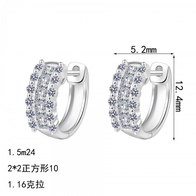 Sterling Moissanite Stud Earrings Women Elegant Hoop Design Lightweight Daily Wear Jewelry