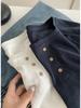 Damen Plus Size Koreanischer Stil Henley-Kragen Langarm Baumwoll-T-Shirt, 240 Jin, Figurschmeichelnder Schnitt, Einfarbige Basis Schicht