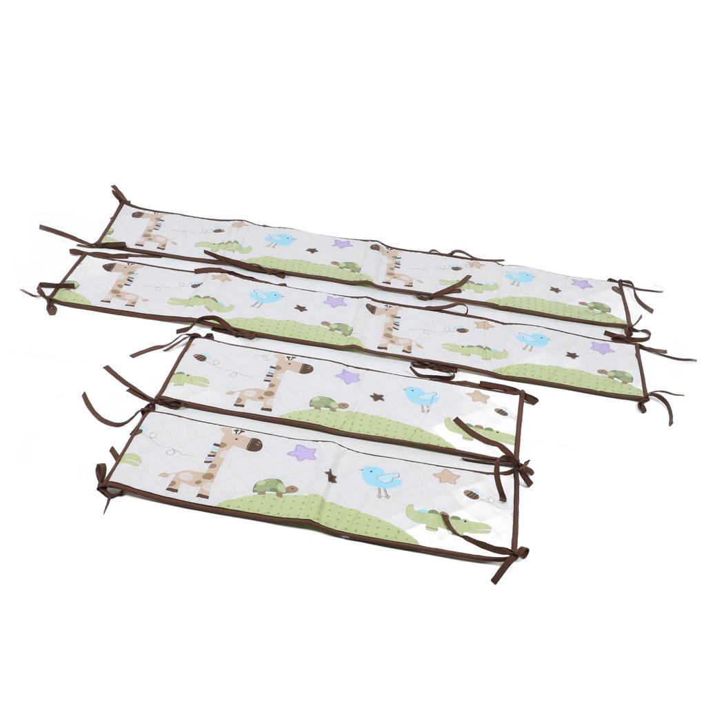 4pcs Baby Cot Bumper Pure Color Breathable Soft Printed Mesh Lining Head Protection Baby Cot