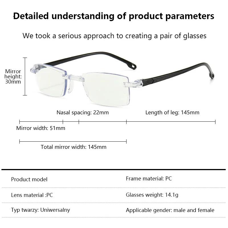Reading Glasses Men Anti Blue Rays Presbyopia Goggles Women Vintage Rimless Eyewear Diopter +1.0 1.5 2.0 2.5 3.0 3.5 4.0