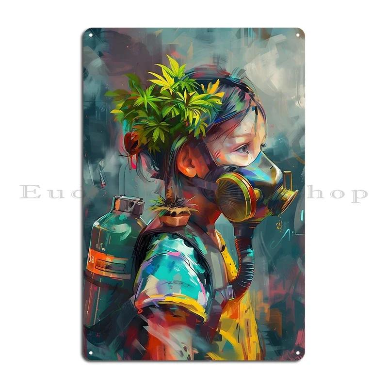 Girl With Gas Mask Zombie Soldier with Gasmask Metal Plaque Retro Wall Cave Wall Decor Designs Wall Plaque Tin Sign Poster