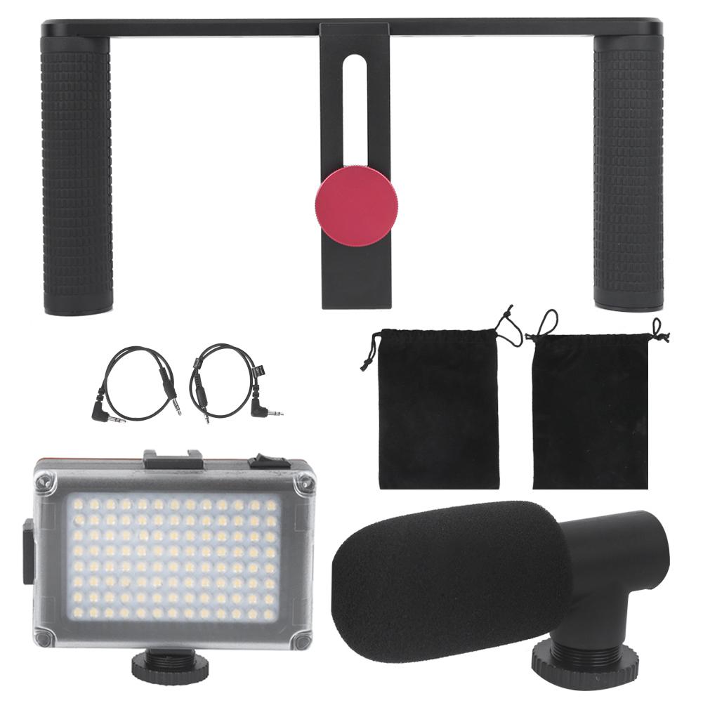 Zweihand-Handyhalter-Set, Stabilisator für Fotografie, Video, Live-Übertragung, Licht