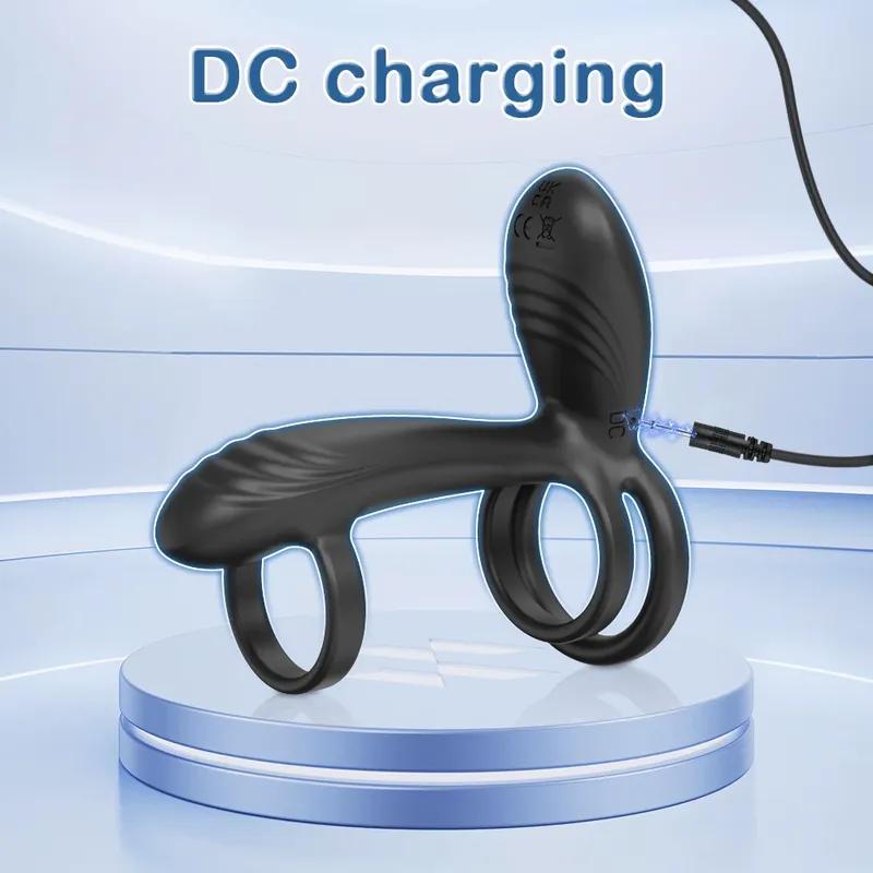 Vibrating Penis Ring with 360° Rotating G-Spot Stimulator Cock Ring Adult Sex Toys Clitoral Massager for Women Men Couples