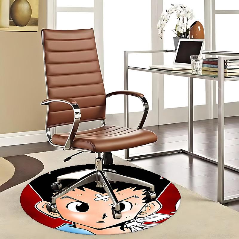 1pz Tappeto Rotondo con Design Cartone Animato Anime, Tappetino per Sedia da Ufficio, Tappeto Antiscivolo per Decorazione Casa