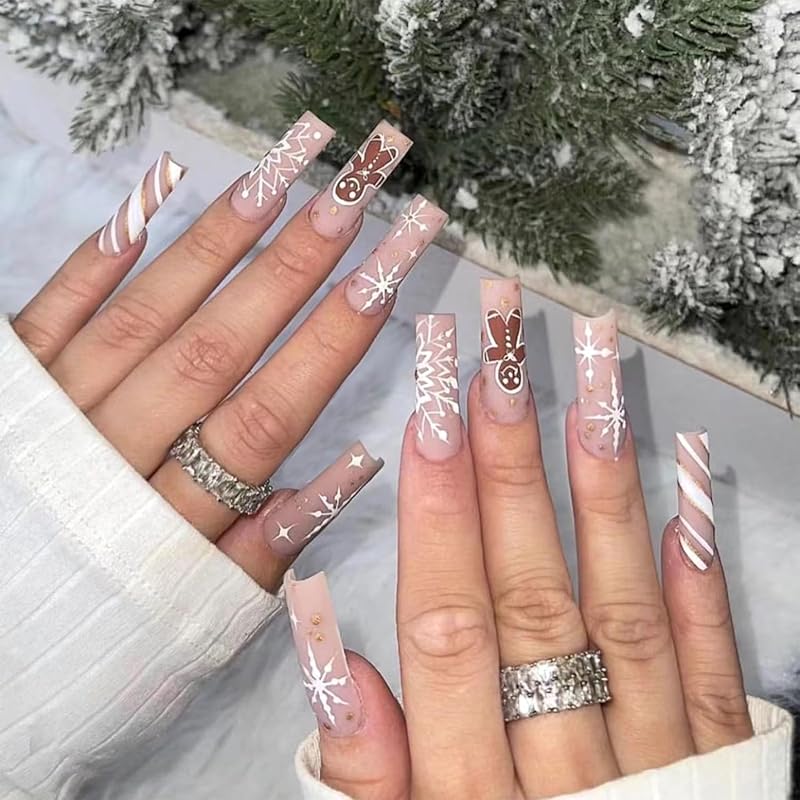 Glitter Red Maple Leaf Fake Nails Thanksgiving Short Square Press on Nails Glossy Fall Acrylic Nails with Gradient Design Glue on Nails Autumn Maple Christmas Design 1126