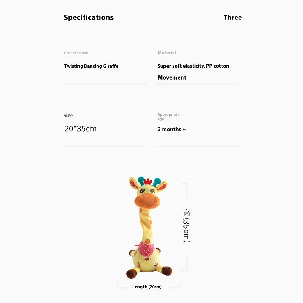 Soft Giraffe Stuffed Toys Repeat What You Say Lovely Swinging Plush Giraffe Dancing Animal Baby Toy for 6 To 12 Months Baby
