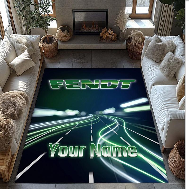 Fendt Crystal Velvet Rug, Custom Name Text Personalized Non‑Slip Floor Mat for Home Decor Gift