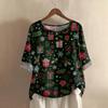Women's Fashionable And Casual Shirt Half-sleeve Round Neck Print Cotton And Linen Blouse Top
