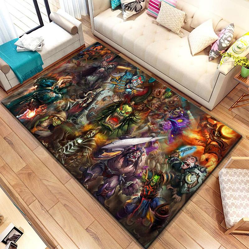 Spiel World of Warcraft Teppich für Wohnzimmerteppiche Camping Stranger Things Picknickmatte Rutschfester E-Sport-Teppich Yogamatte Fans Geschenk
