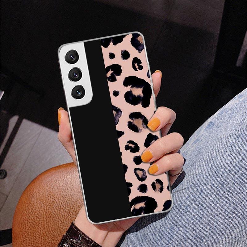 Leopard Print Phone Case For Samsung Galaxy S24 S25 Edge S26 Ultra S23 S22 S21 Plus S20 FE + Personalized Print Cover Galaxy S24
