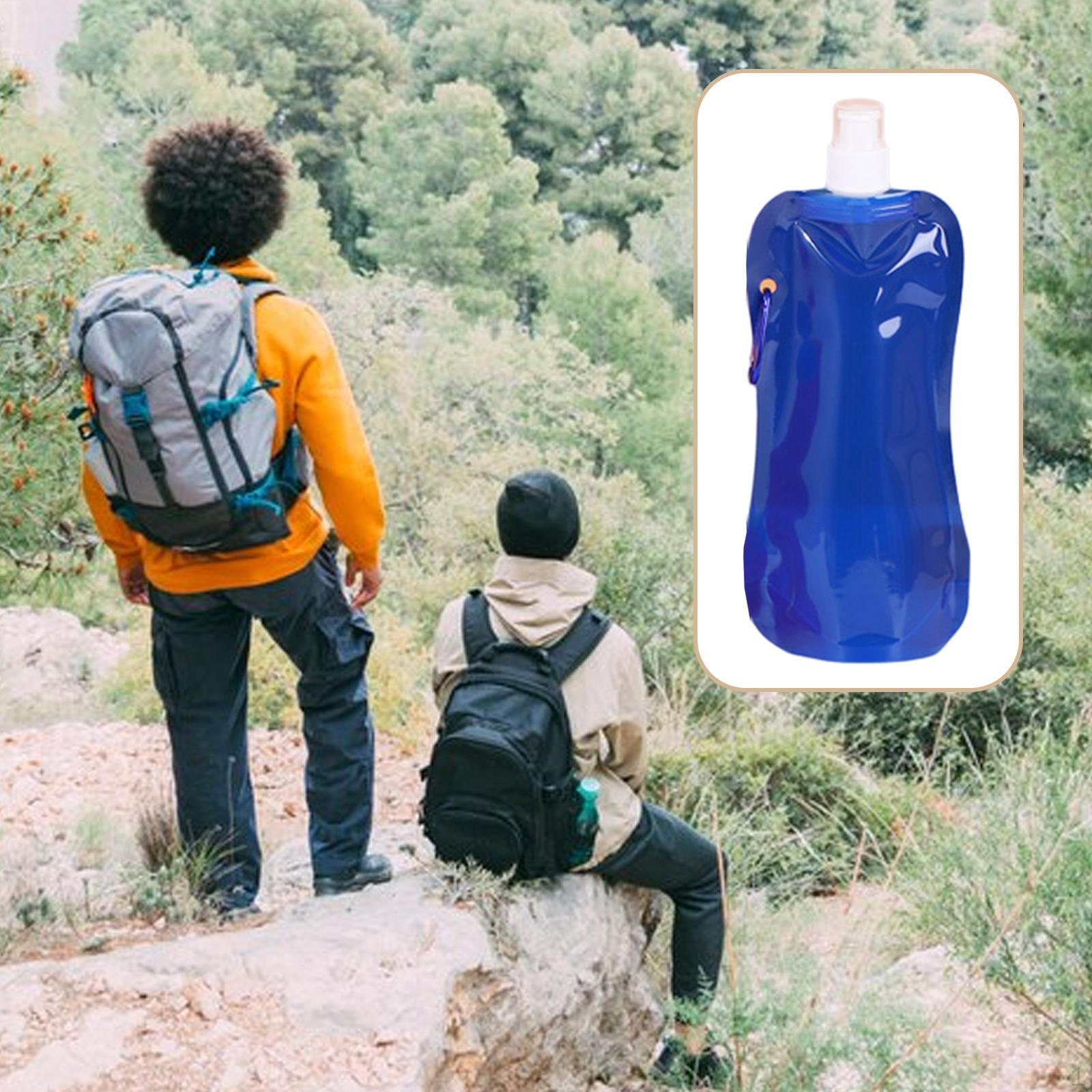 

Water Bottle Reusable Foldable Drinking Bag with Carabiner for Sports, Biking, Hiking Travel синій