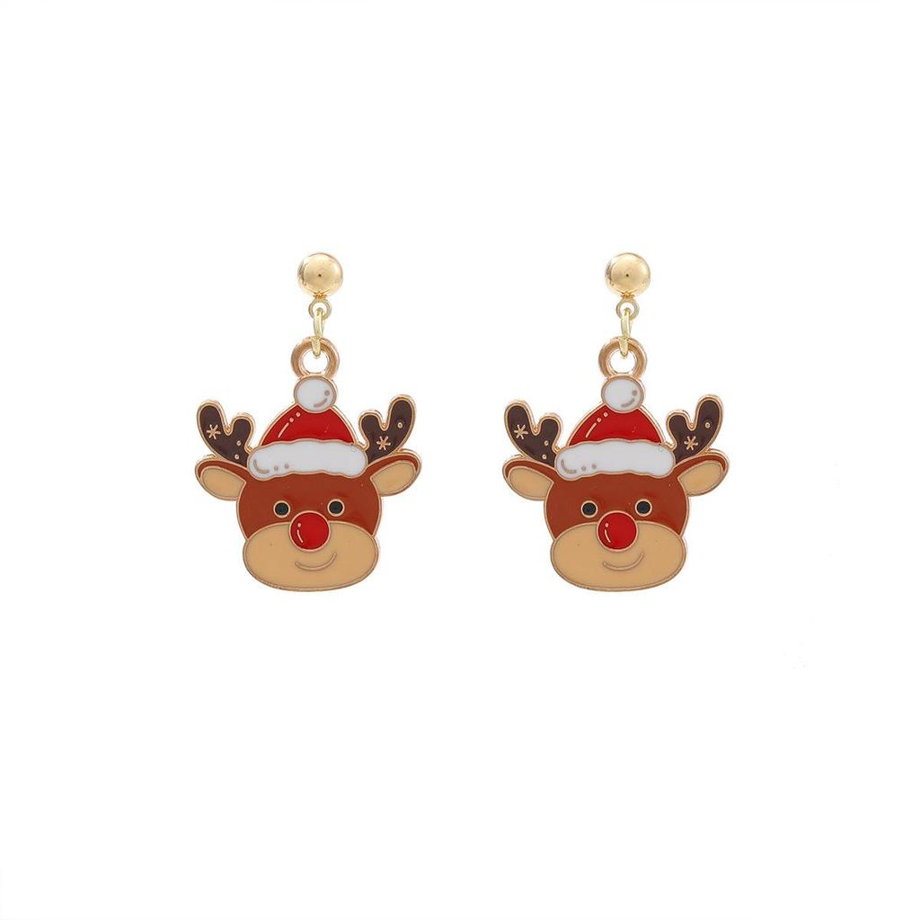 Pinkdudu Women Earrings Zinc Alloy Christmas Tree Snowflake Bear Deer Earrings Minimalist Holiday Jewelry Festive Accessories PD2351