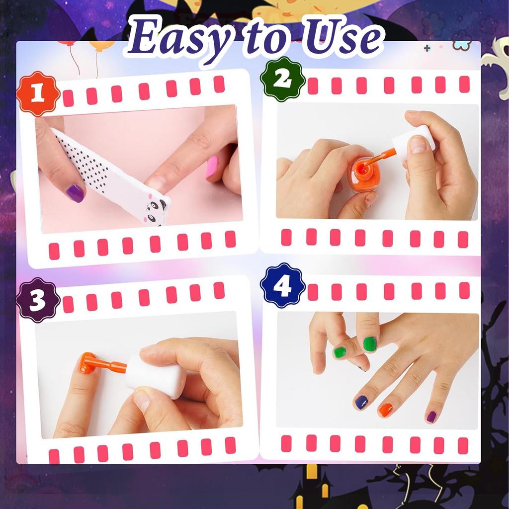 Halloween Nail Art Set, Black Polish Set