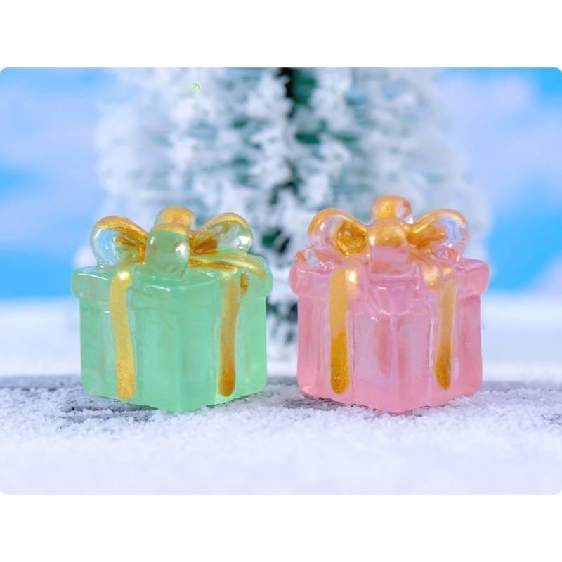 Charming Resin Craft Luminous Gift Box Diy Miniature Night Light Car Ornament Six Colors
