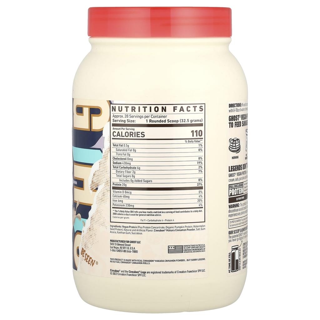 Ghost, Vegan Protein, Cinnabon®, 2 lb (910 g)