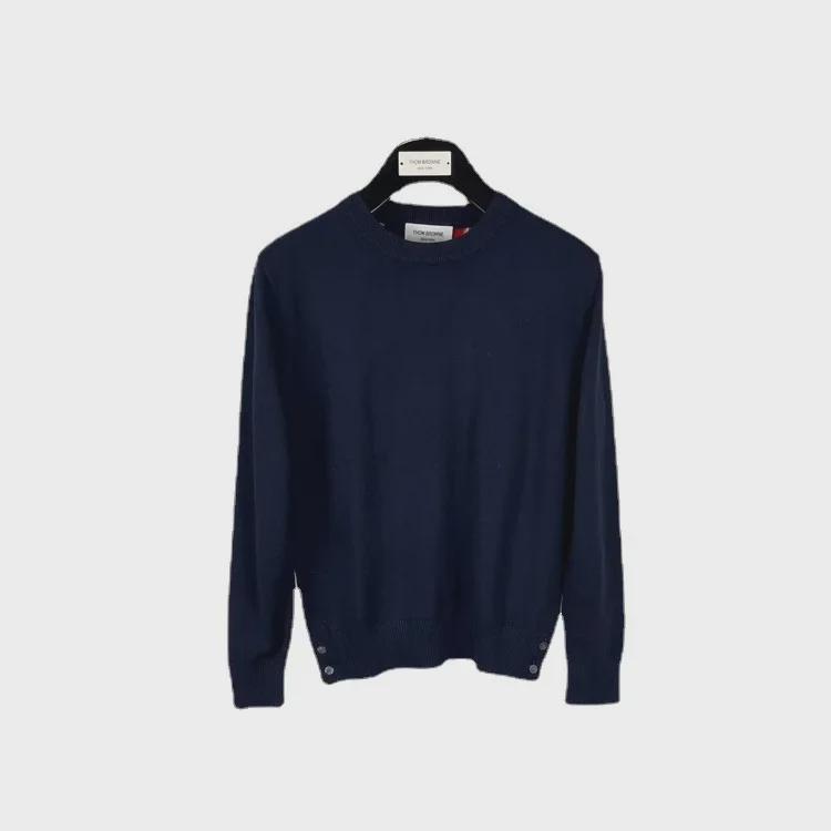 TB Tom Unisex Autumn/Winter Wool Sweater: Casual, Comfortable Long-Sleeve with Round Neck and Bold Back Stripe.