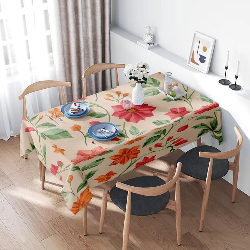 Rectangular Waterproof and Oil-proof Tablecloth European Pastoral Style Floral Pattern Tablecloth Home Tablecloth 100x145cm