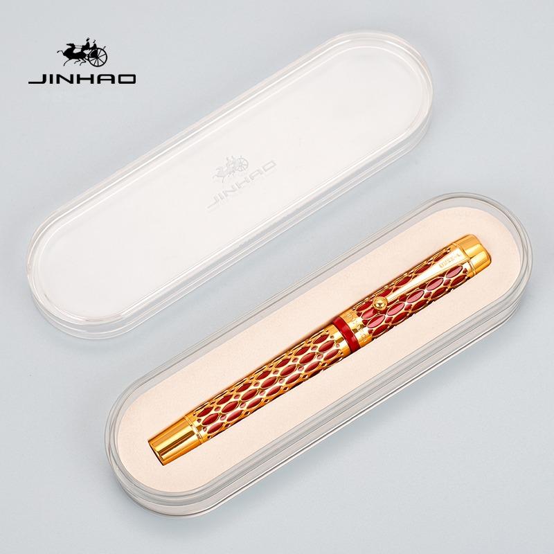 JINHAO 100 Centennial Resin Hollow Series Fountain Pen Golden Clip Business Office Gift Pen Stationery School Supplies PK 9019