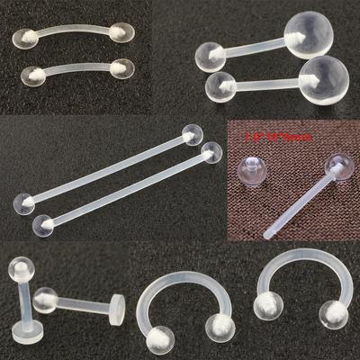 5Pcs Individual Acrylic Transparent Navel Ring Eyebrow Nail Tongue Barbell Nose Ring Body Piercing Set
