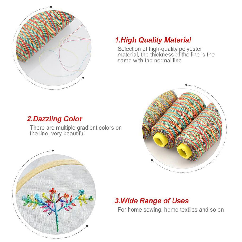 Sewing Thread 5pcs 110m Multicolor Gradient Sewing Quilting Polyester Embroidery Thread Spools Garment Accessories Thread