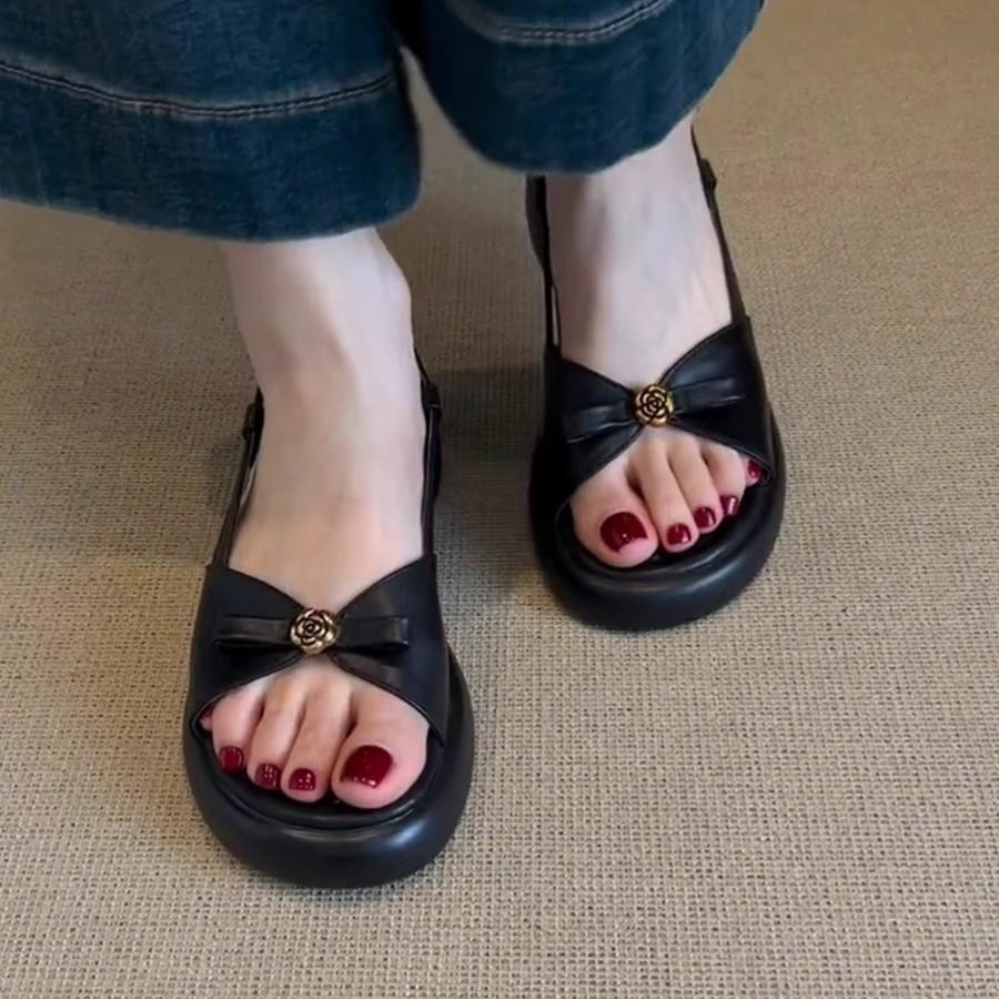 Commuter Version~ Niche High-end Style Round Head with Sandals, Women's Outer Wear Fashion and Comfortable Roman Sandals