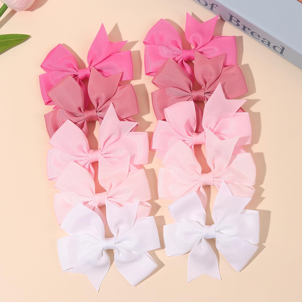 10Pcs Baby Girls Solid Bow Hair Clips Grosgrain Ribbon Bownot Hairpins Children Headwear Hair Accessories