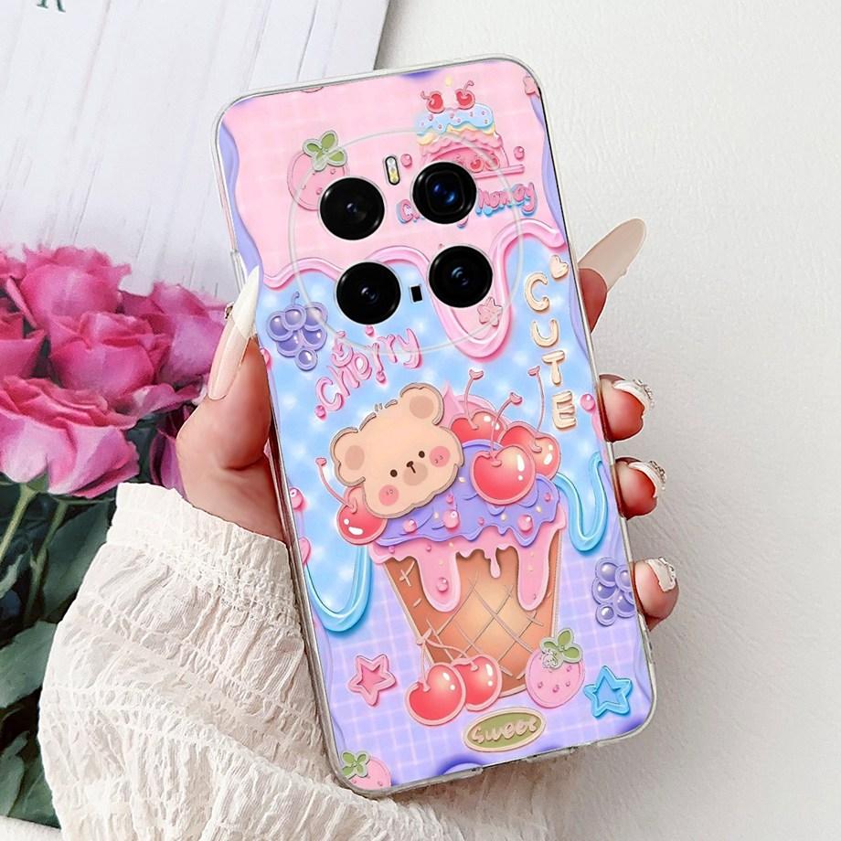 Soft Liquid Silicone Back Cover For Honor Magic 7 Pro Magic6 Lite Magic 5Lite Phone Case Marble Gothic Style Cartoon Clear Coque