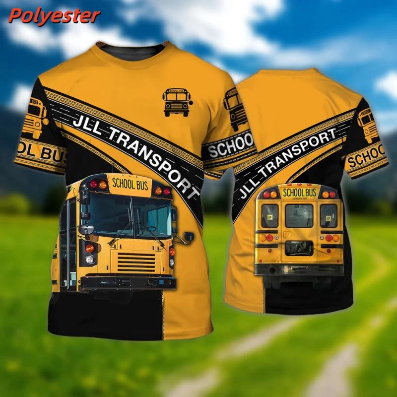 3D Printed Bus Driver Uniform T-Shirt For Men School Bus Pattern Tees Summer Casual Loose Round Neck Tops Short Sleeve T Shirts