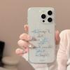 Korean INS Simple Blue Bow English Phone Glitte Case For iPhone 16 15 14 13 12 11 Pro Pro Max 7 8 Plus XSMAX XR Anti Drop Cover