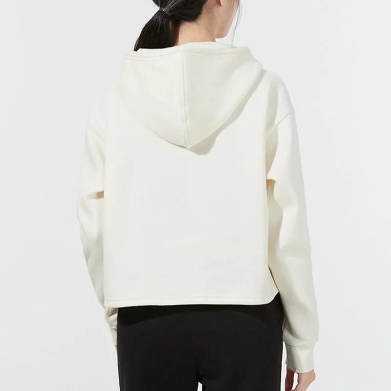 Puma Casual Sports Gold Logo Thickened Fleece Lined Short Knitted Fabric Hooded Sweatshirt Women's White (Unisex) Sweatshirts 847673 73